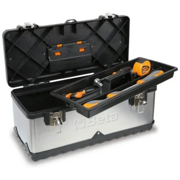 Куфар за инструменти от неръждаема стомана и пластмаса с подвижна тава, Beta Tools