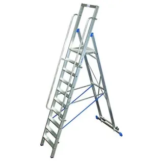 Двураменна алуминиева стълба с голяма платформа Krause Stabilo 10
