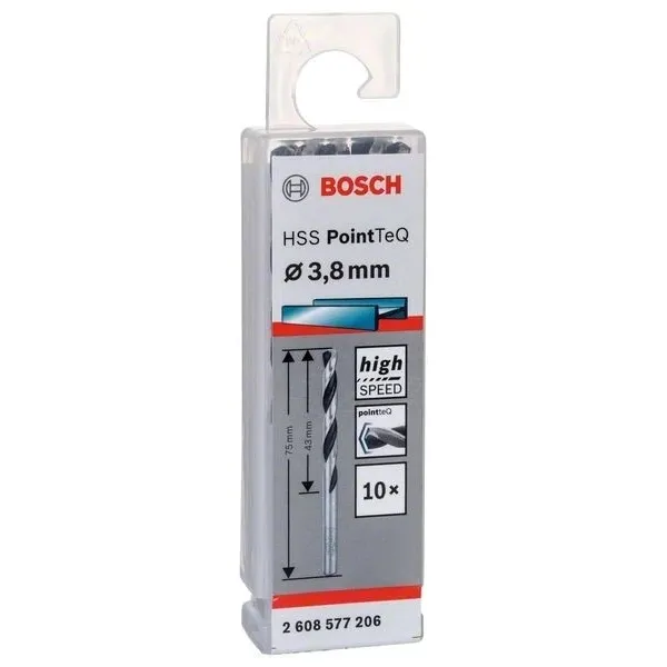 Свредло HSS за метал PoinTec 3.8 mm на Bosch комплект 10 бр.