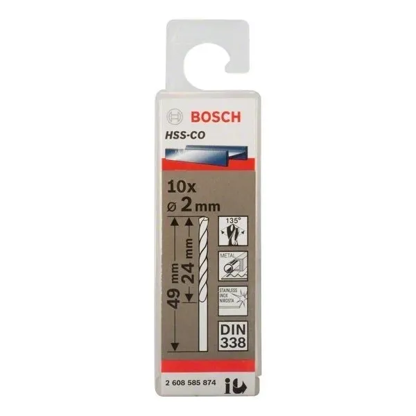 Свредло HSS-Co Standard line за метал на Bosch 2.0 mm - 10 броя