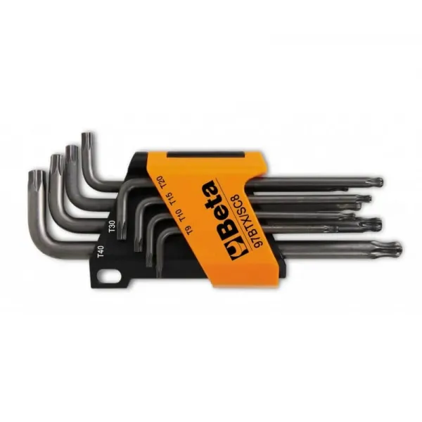Комплект ключове Г-образни TORX с обла глава (8 бр) на държач, 97BTX/SC8, Beta Tools