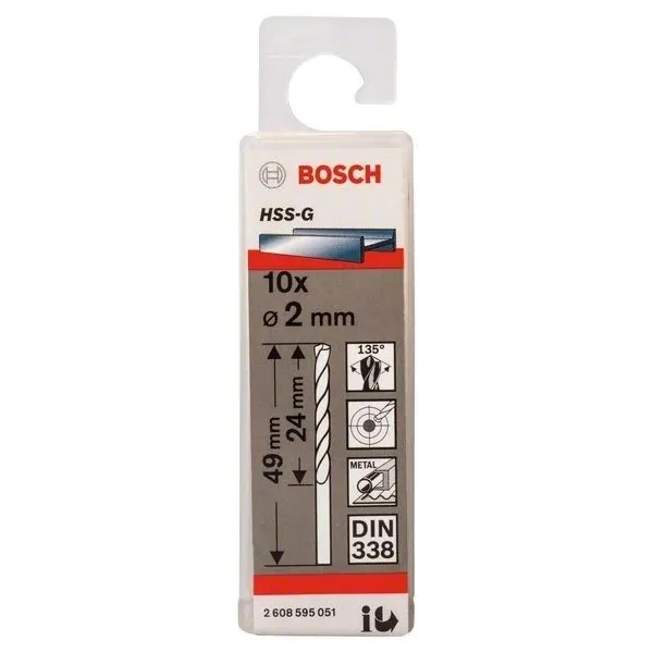 Свредло HSS-G за метал на Bosch 2.0 mm комплект 10 броя