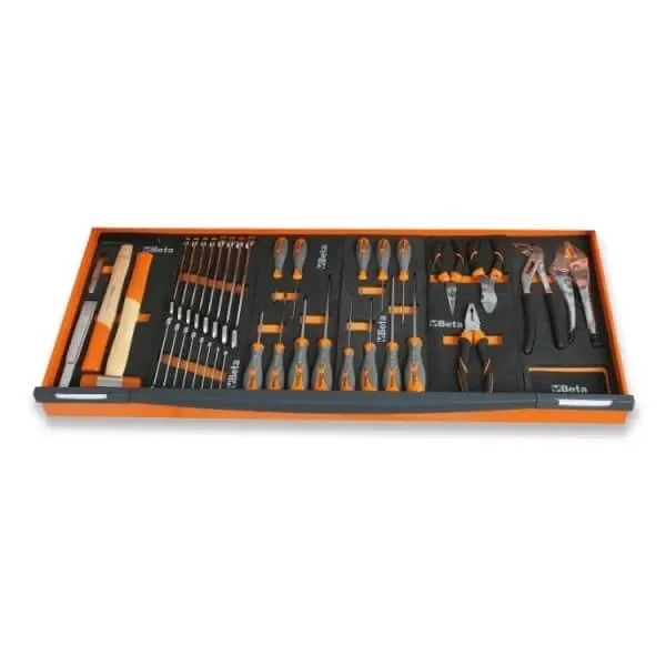 Количка за инструменти BETA, 8 чекмеджета, празна, широка версия, оранжев цвят