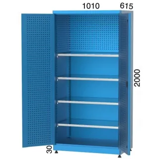 Шкаф с 4 рафта и панели за окачване на инструменти Kocel - 6195