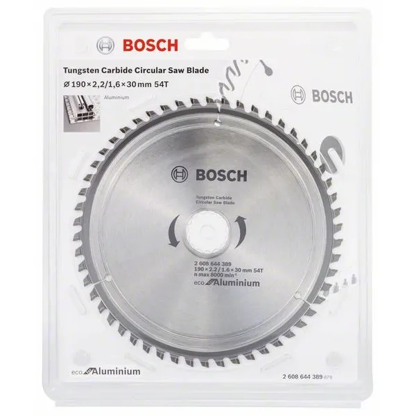 Диск метален HM за рязане на алуминий Bosch Eco for Aluminium 190x30x2.4 мм, 54 z