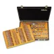  Комплект метчици, плашки и въртоци от хромирана стомана (110 бр) в дървена кутия, Beta Tools