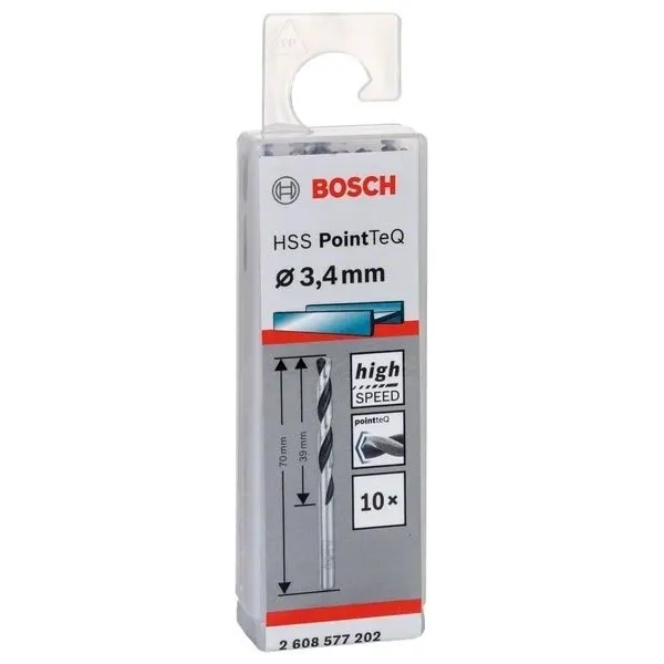 Свредло HSS за метал PoinTec 3.4 mm на Bosch комплект 10 бр.