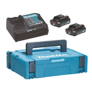 Стартов комплект батерии и зарядно устройство с куфар Makita 197658-5/ 12 V/ 2x2.0Ah