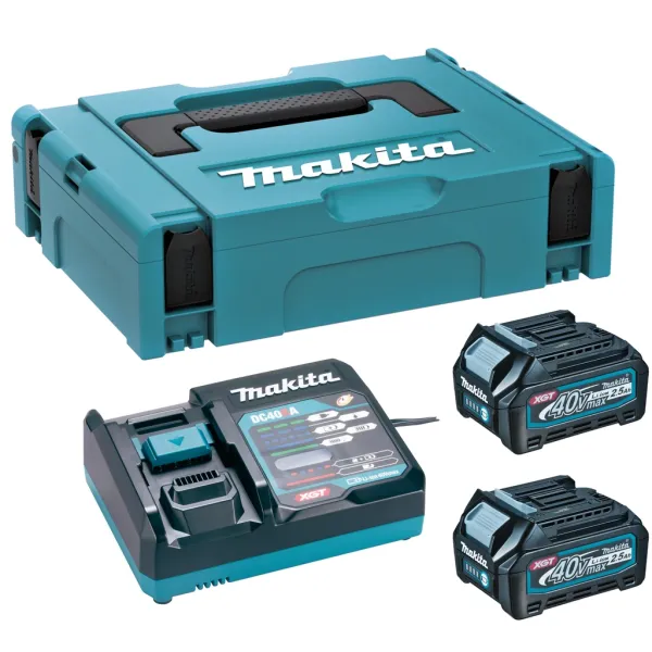 Стартов комплект батерии и зарядно устройство с куфар Makita 191J81-6/ 40V/ 2x2.5Ah