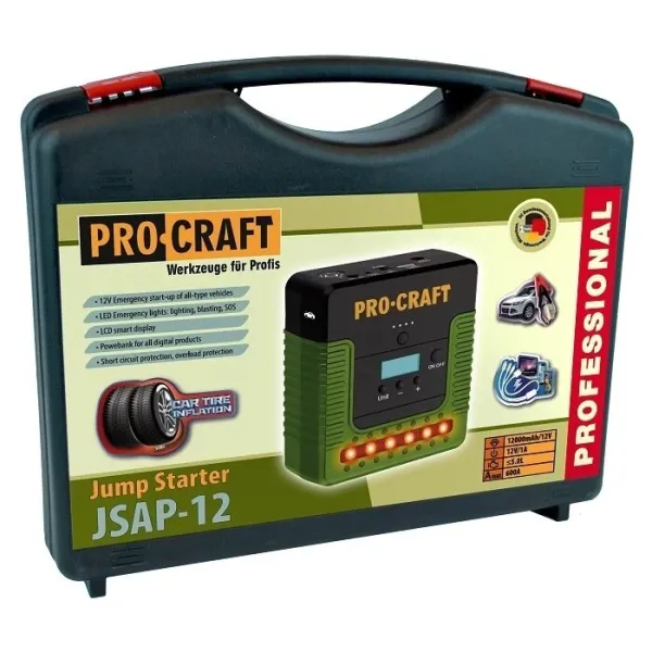 Комплект стартерно устройство с компресор за гуми и външна батерия PROCRAFT JSAP-12/ 12 V
