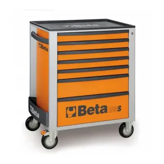Количка за инструменти Beta с ABS капак, 7 чекмеджета, Оранжева