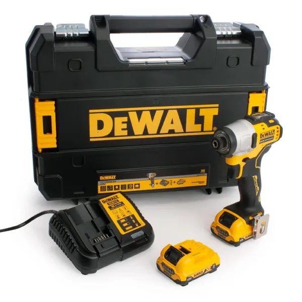 Бормашина винтоверт DeWALT акумулаторна безчеткова ударна 12 V, 2 Ah, 163 Nm, DCF801D2