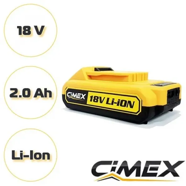 Акумулаторна батерия за CIMEX CD18V58NM Li-ion 18V, 2.0 Ah