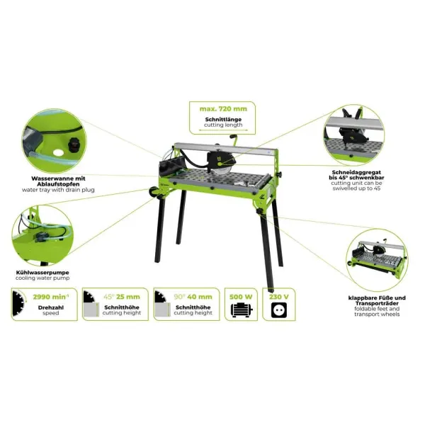 Отрезна маса за плочки ZIPPER ZI-FS200-720/ 800W