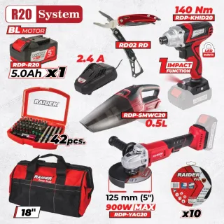 Комплект акумулаторни машини Raider RDP-BXS3 R20/ 20V/ 5Ah