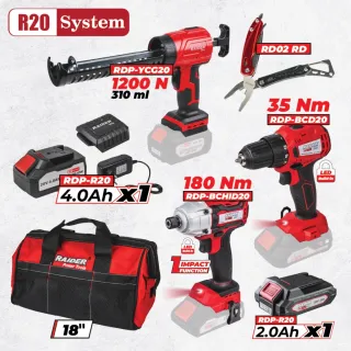Комплект акумулаторни машини Raider RDP-BXS10/ 20/ 2Ah/ 4Ah