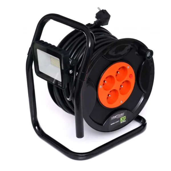Удължител на макара с LED лампа KraftDele KD4037/ 30м