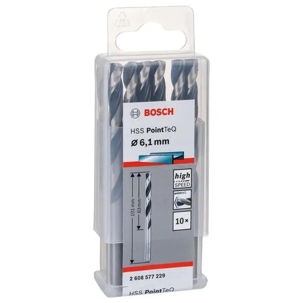 Свредло HSS за метал PoinTec 6.1 mm на Bosch комплект 10 бр.