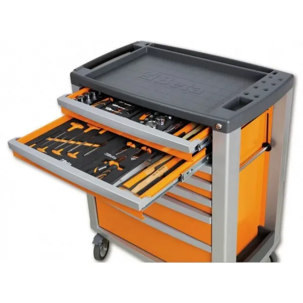 Количка за инструменти BETA, 8 чекмеджета, оранжев цвят