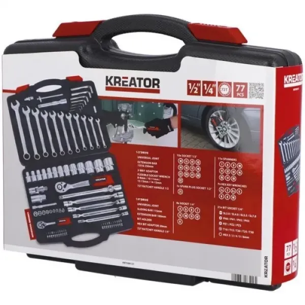 Куфар с инструменти Kreator KRT500121/ 77 части