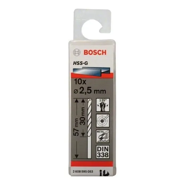 Свредло HSS-G за метал на Bosch 2.5 mm комплект 10 броя