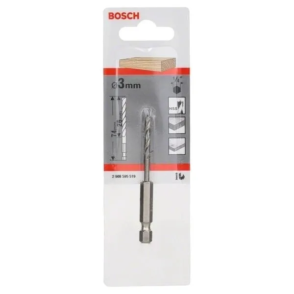 Свредло за дърво шестостенна опашка на Bosch 3.0 mm