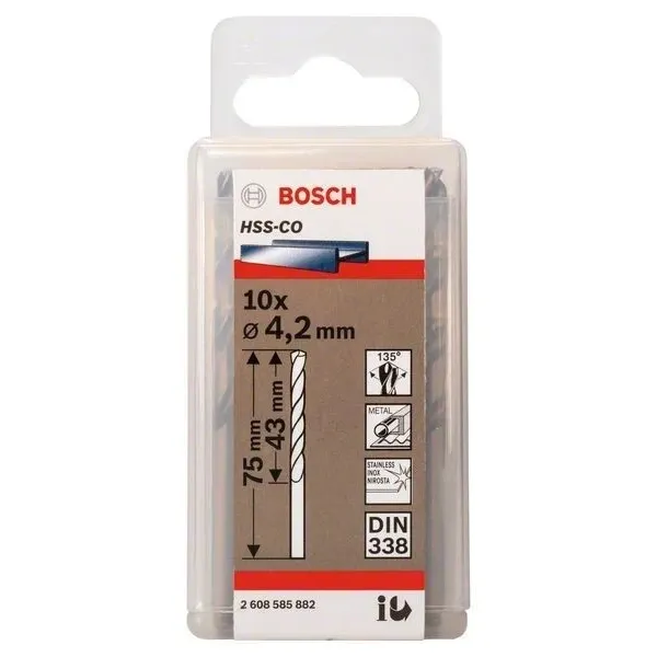 Свредло HSS-Co Standard line за метал на Bosch 4.2 mm - 10 броя