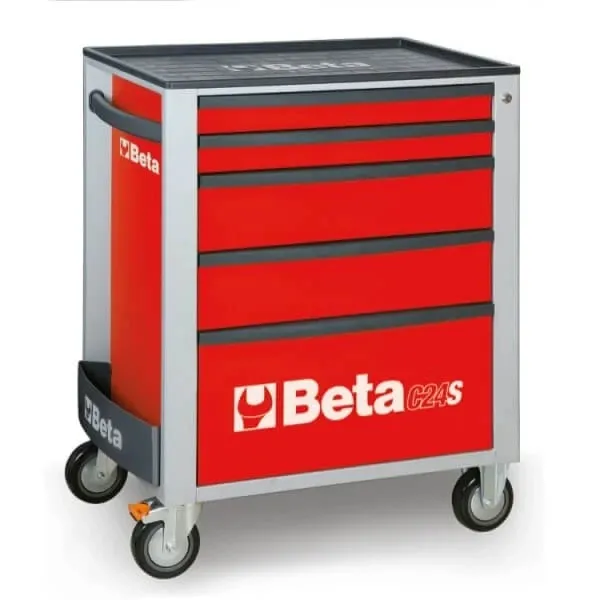 Метална количка празна с пет чекмеджета C24S 5 - Beta Tools, червен цвят