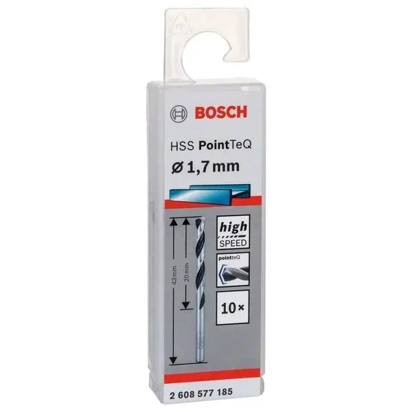 Свредло HSS за метал PoinTec 1.7 mm на Bosch комплект 10 бр.