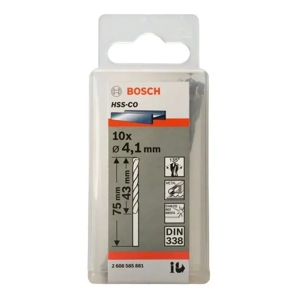 Свредло HSS-Co Standard line за метал на Bosch 4.1 mm - 10 броя
