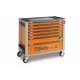 Количка за инструменти BETA, 7 чекмеджета, празна, широка, оранжев цвят