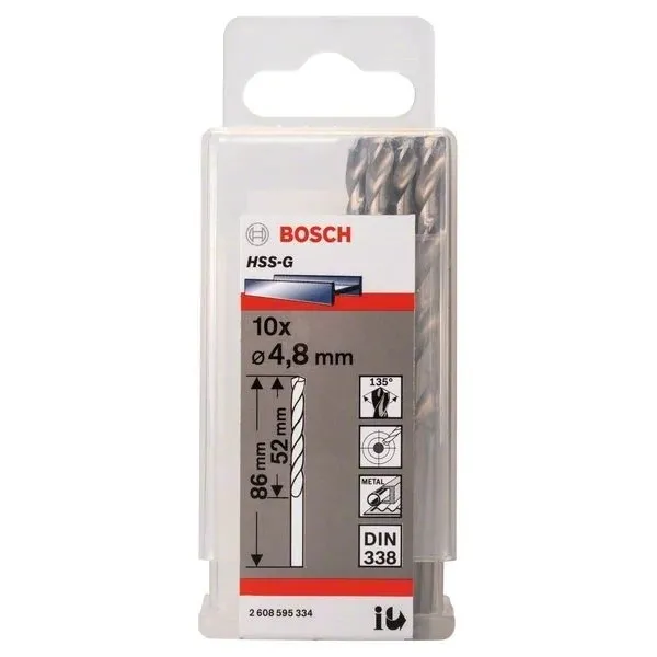 Свредло HSS-G за метал на Bosch 4.8 mm комплект 10 броя
