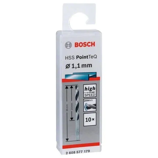 Свредло HSS за метал PoinTec 1.1 mm на Bosch комплект 10 бр.