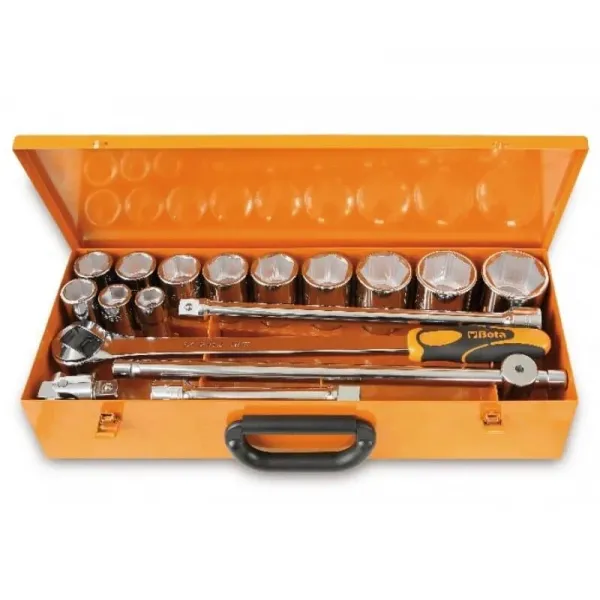Комплект вложки 928A (12 бр) и аксесоари (5 бр) на 3/4" в метална кутия, 928A/C12, Beta Tools