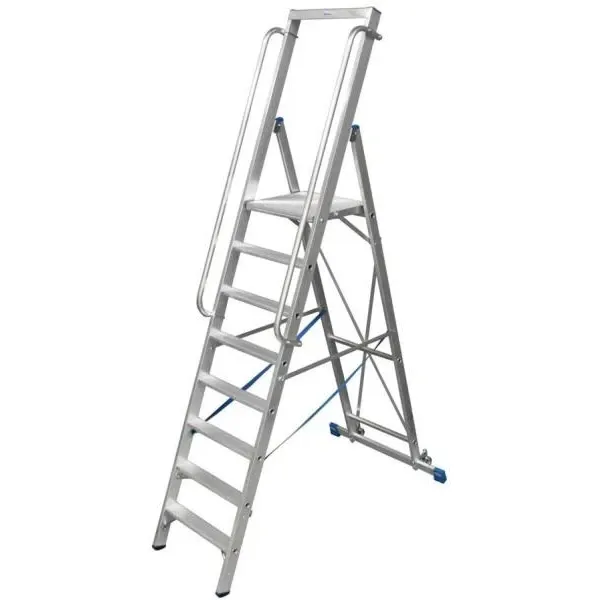 Двураменна алуминиева стълба с голяма платформа Krause Stabilo 8