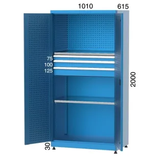 Шкаф с 3 чекмеджета и панели за окачване на инструменти Kocel - 6180