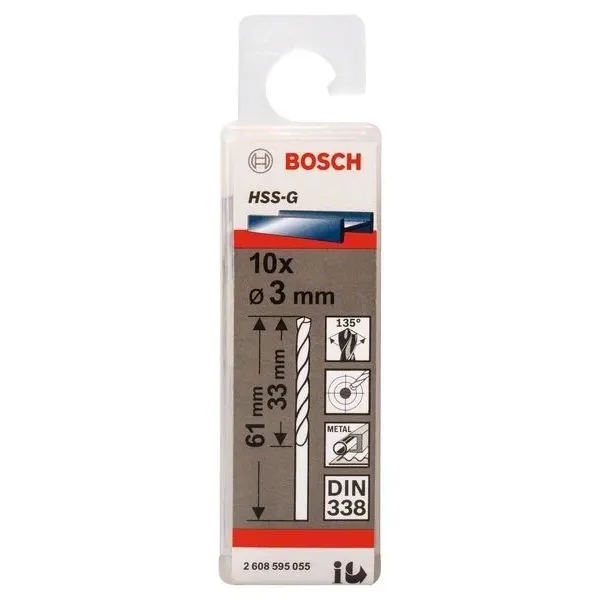Свредло HSS-G за метал на Bosch 3.0 mm комплект 10 броя