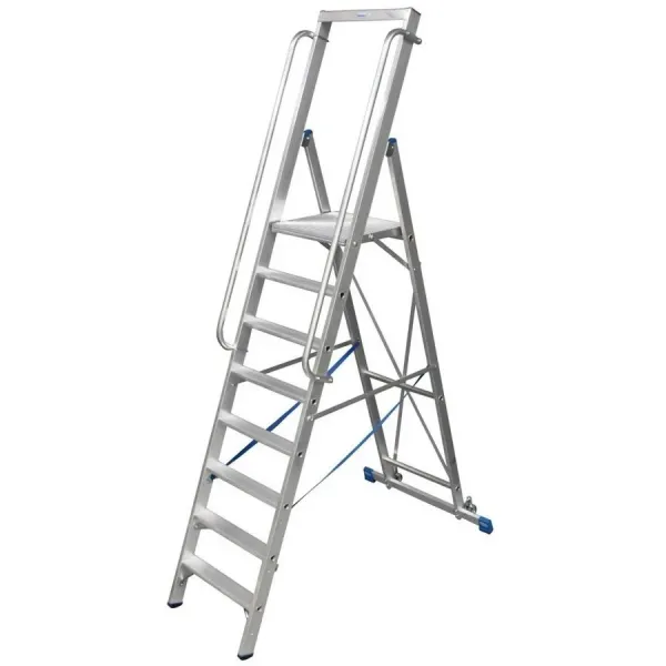 Двураменна алуминиева стълба с голяма платформа Krause Stabilo 12