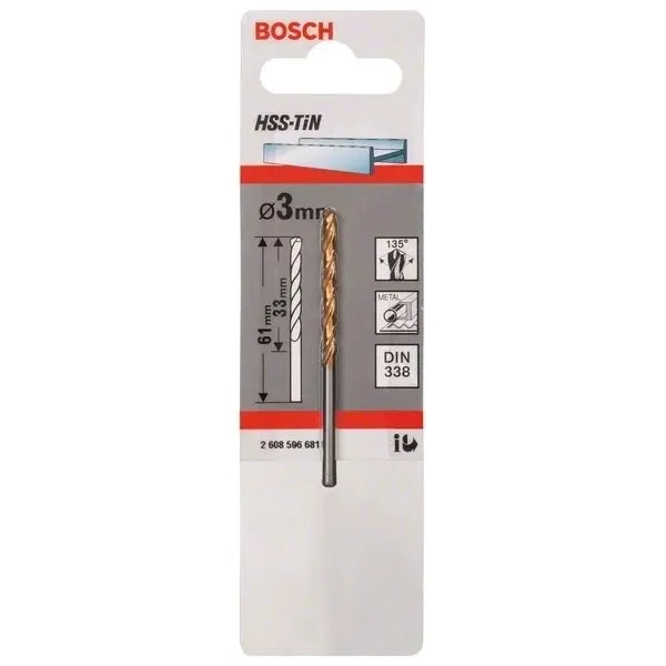Свредлo HSS-TiN за метал на Bosch 3.0 mm