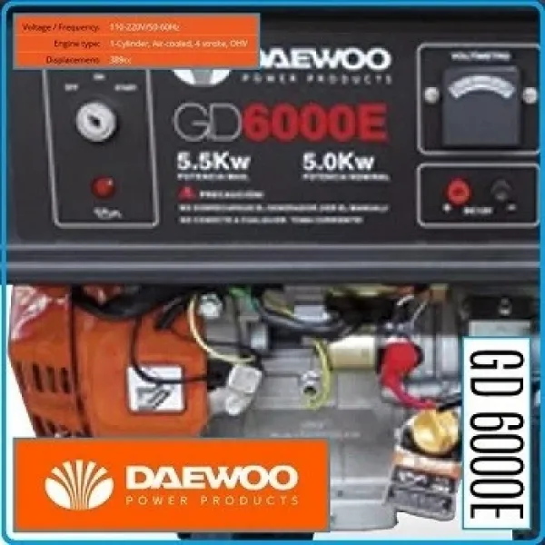 Бензинов генератор за ток Daewoo GD6000E 5kW/ 5.5kW