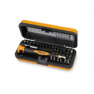 Комплект микро-отвертка с Bi-material дръжка, битове (32 бр) и държач магнитен в метална кутия Beta Tools 1256/C