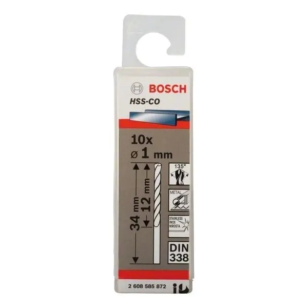Свредло HSS-Co Standard line за метал на Bosch 1.0 mm - 10 броя