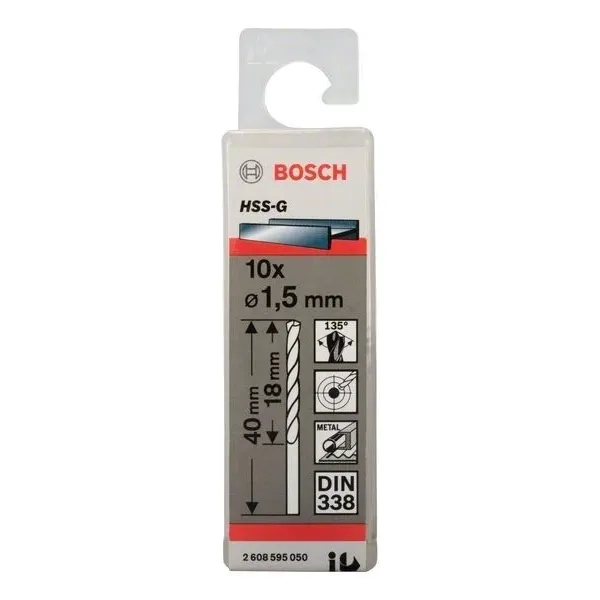 Свредло HSS-G за метал на Bosch 1.5 mm комплект 10 броя