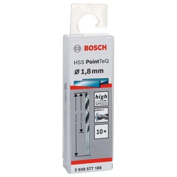 Свредло HSS за метал PoinTec 1.8 mm на Bosch комплект 10 бр.