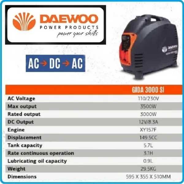 Инверторен генератор за ток Daewoo GIDA 3000 SI