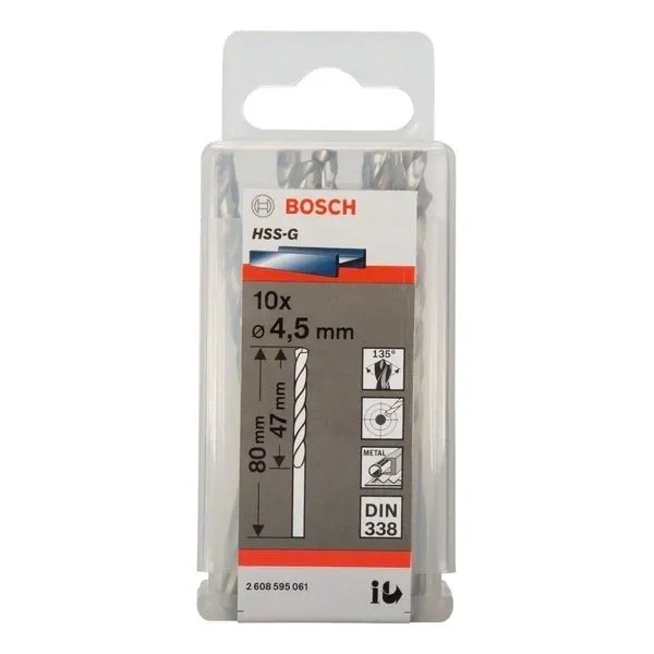 Свредло HSS-G за метал на Bosch 4.5 mm комплект 10 броя