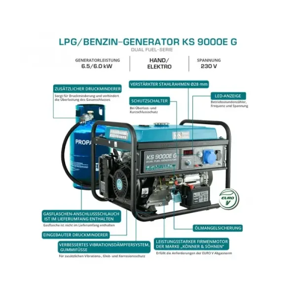 Генератор за ток LPG KOENNER-SOEHNEN KS 9000E G/ 6.5kW