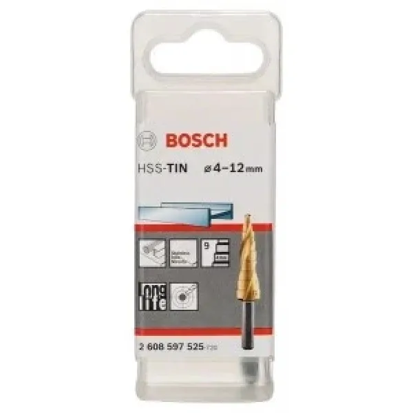 Стъпаловидно свредло HSS-TiN на Bosch 4 - 12 mm 9 степени