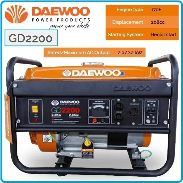 Бензинов генератор за ток Daewoo GD2200 2.0 / 2.2 kW