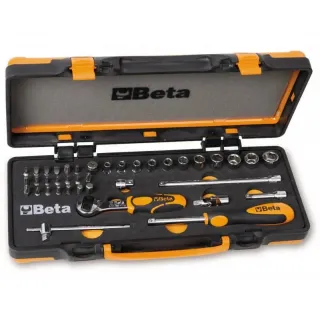 Комплект тресчотка, вложки, накрайници и инструменти в метална кутия, 900/C12M, Beta Tools